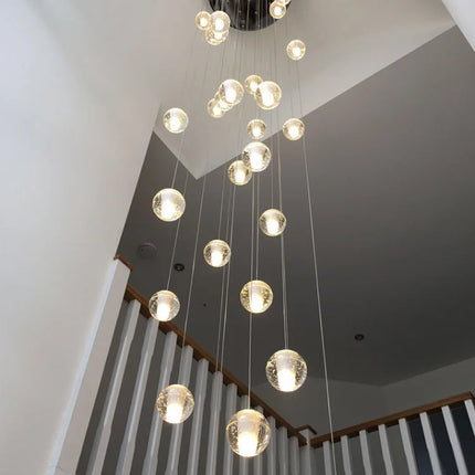 lustre boule de cristal nordique duplex villa salon restaurant
