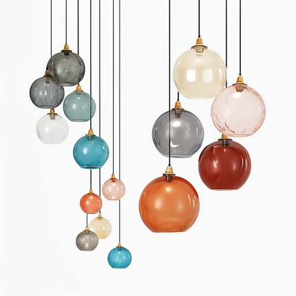Lustre suspension boule en verre effet grain d'eau style nordique — LZ4X9P
