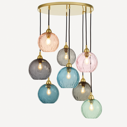 Lustre suspension boule en verre effet grain d'eau style nordique — LZ4X9P