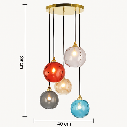 Lustre suspension boule en verre effet grain d'eau style nordique — LZ4X9P