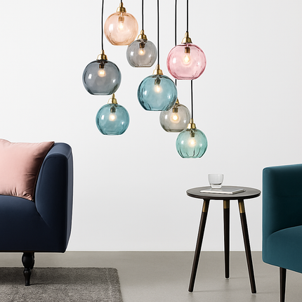 Lustre suspension boule en verre effet grain d'eau style nordique — LZ4X9P