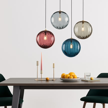 Lustre suspension boule en verre effet grain d'eau style nordique — LZ4X9P