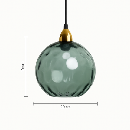 Lustre suspension boule en verre effet grain d'eau style nordique — LZ4X9P