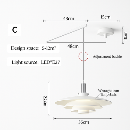 Lustre à bras long pliable, rotatif et réglable moderne — LZ3X9V