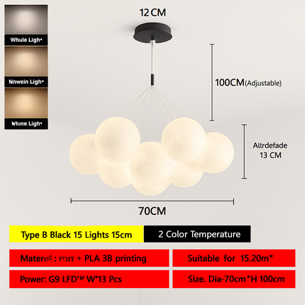 Lustre suspension bulle lumineuse pour salon et chambre — LZ4X9T2