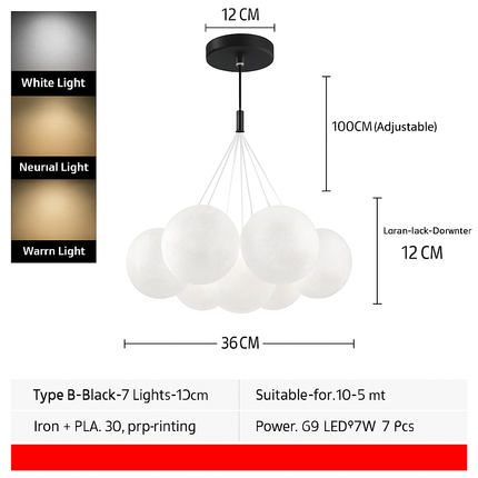 Lustre suspension bulle lumineuse pour salon et chambre — LZ4X9T2