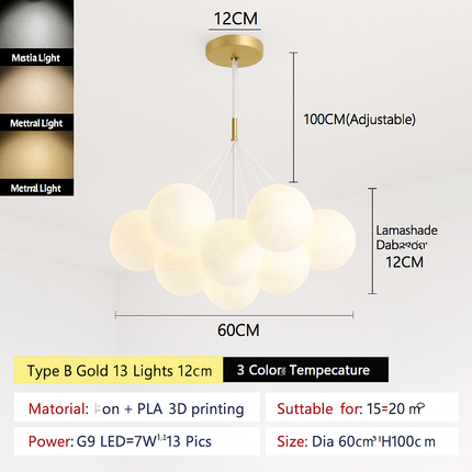 Lustre suspension bulle lumineuse pour salon et chambre — LZ4X9T2