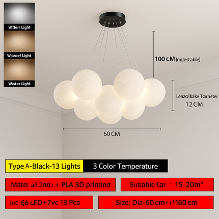 Lustre suspension bulle lumineuse pour salon et chambre — LZ4X9T2