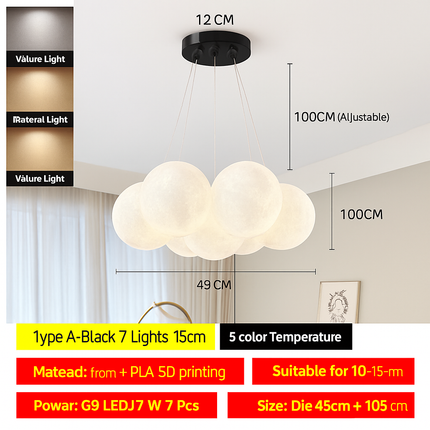 Lustre suspension bulle lumineuse pour salon et chambre — LZ4X9T2