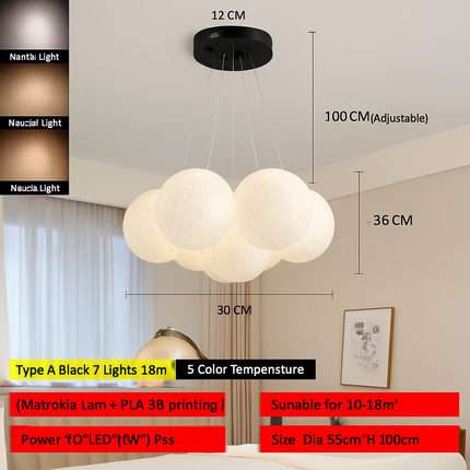 Lustre suspension bulle lumineuse pour salon et chambre — LZ4X9T2