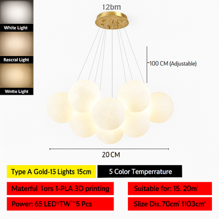 Lustre suspension bulle lumineuse pour salon et chambre — LZ4X9T2