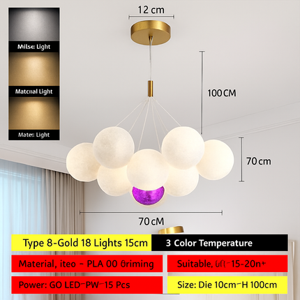 Lustre suspension bulle lumineuse pour salon et chambre — LZ4X9T2