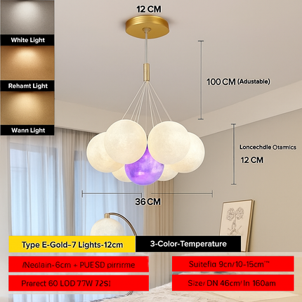 Lustre suspension bulle lumineuse pour salon et chambre — LZ4X9T2