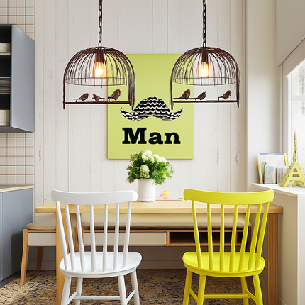 Lustre suspension cage à oiseaux style industriel rétro en fer forgé — LZ4X9P2