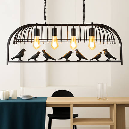 Lustre suspension cage à oiseaux style industriel rétro en fer forgé — LZ4X9P2