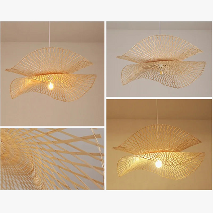 Suspension lustre en bambou fait main avec éclairage LED — LZ4X9T2