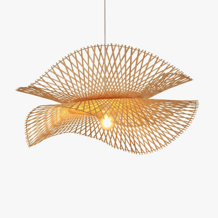 Suspension lustre en bambou fait main avec éclairage LED — LZ4X9T2