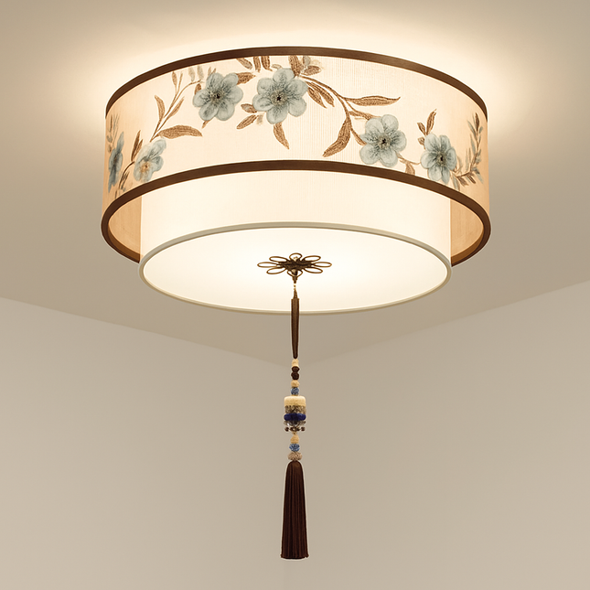 Plafonnier lustre rond style chinois rétro pour salon et chambre — LZ4X9P2