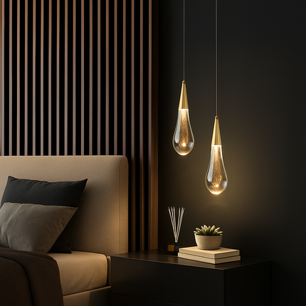 Lustre rotatif en cristal doré forme goutte d'eau — LZ4X9Q