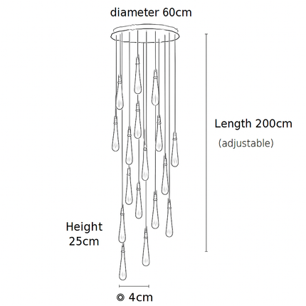 Lustre rotatif en cristal doré forme goutte d'eau — LZ4X9Q