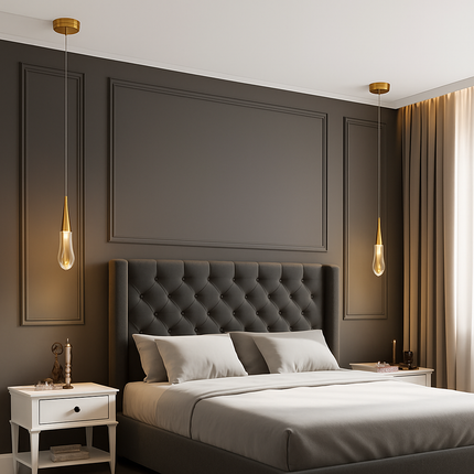 Lustre rotatif en cristal doré forme goutte d'eau — LZ4X9Q