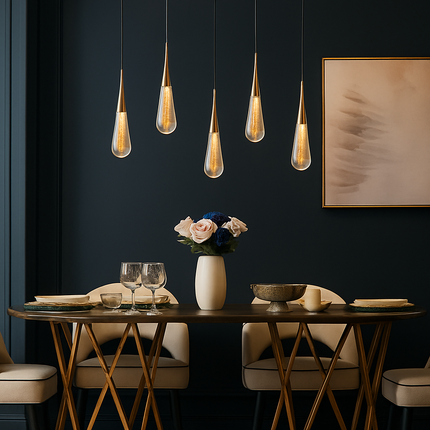 Lustre rotatif en cristal doré forme goutte d'eau — LZ4X9Q