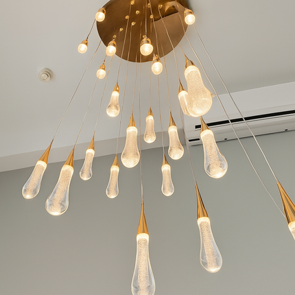 Lustre rotatif en cristal doré forme goutte d'eau — LZ4X9Q