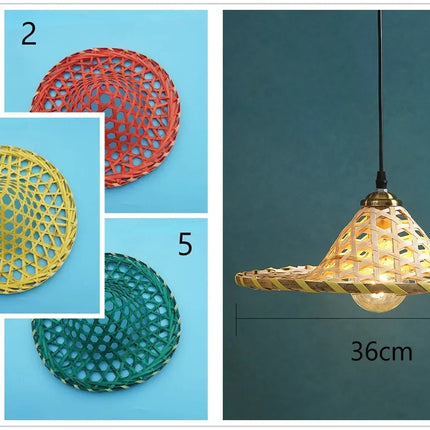 Lustre LED artisanal en bambou naturel style chinois — LZ4X9P