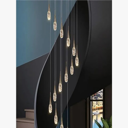 Lustre rotatif en cristal pour escalier duplex moderne de luxe — LZ4X9P2Q