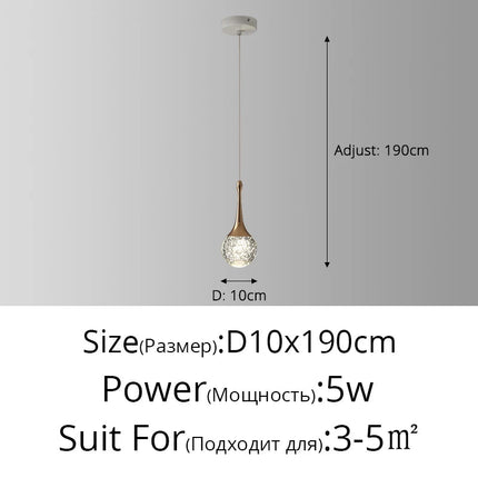 Lustre de chevet suspendu en cristal à tête unique — LZ4G7XQ