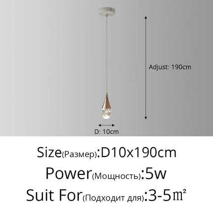 Lustre de chevet suspendu en cristal à tête unique — LZ4G7XQ