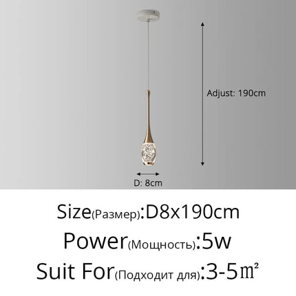 Lustre de chevet suspendu en cristal à tête unique — LZ4G7XQ
