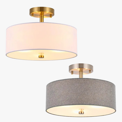 Lustre américain simple à abat-jour circulaire en tissu — LZ4P9D7