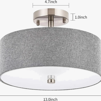 Lustre américain simple à abat-jour circulaire en tissu — LZ4P9D7