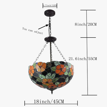 Lustre anti-européen avec fleurs en verre Tiffany riche — LZ4X9JQ
