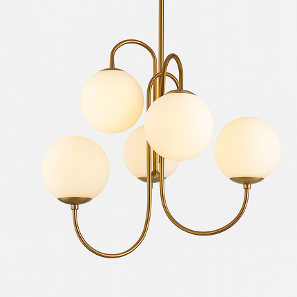 Lustre design à branches dorées avec boules en verre — LZ4XJ9