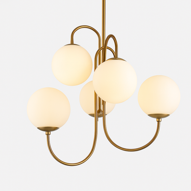 Lustre design à branches dorées avec boules en verre — LZ4XJ9