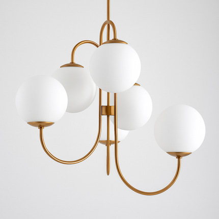 Lustre design à branches dorées avec boules en verre — LZ4XJ9