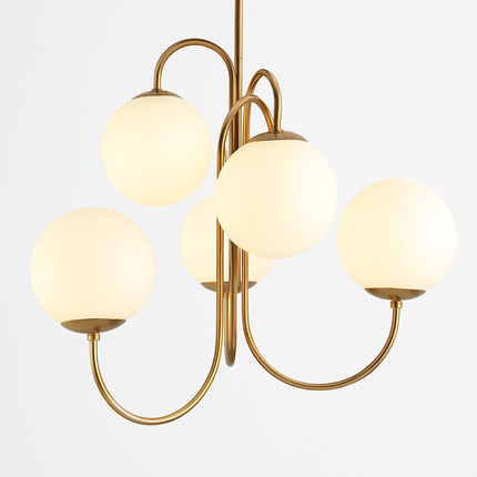 Lustre design à branches dorées avec boules en verre — LZ4XJ9