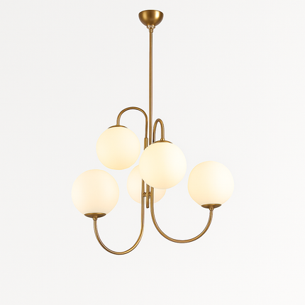 Lustre design à branches dorées avec boules en verre — LZ4XJ9