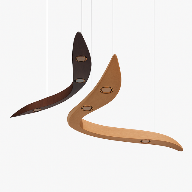 Lustre design branches arrondies en bois et LED Villa