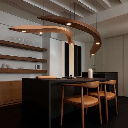 Lustre en bois avec branches arrondies et LED Villa — LZ4X9T2