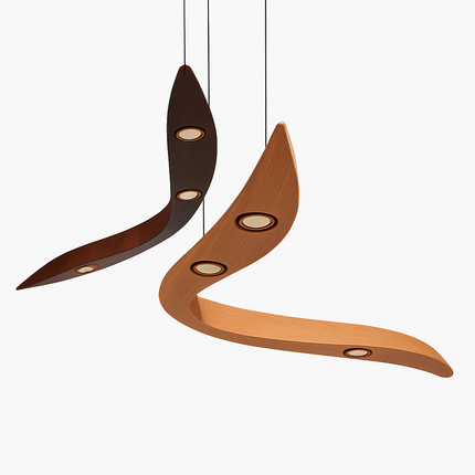 Lustre en bois avec branches arrondies et LED Villa — LZ4X9T2