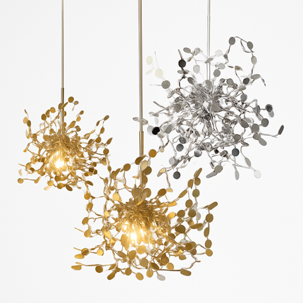 Lustre chromé design arbre à feuilles rondes — LZ4XJ9