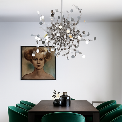 Lustre chromé design arbre à feuilles rondes — LZ4XJ9