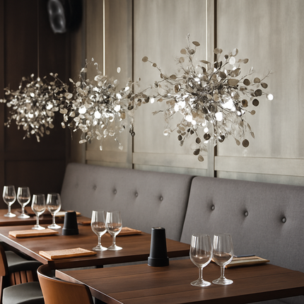 Lustre chromé design arbre à feuilles rondes — LZ4XJ9