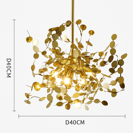 Lustre chromé design arbre à feuilles rondes — LZ4XJ9