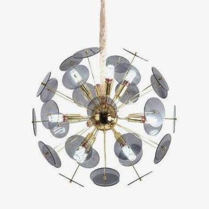Lustre doré avec plaques rondes plates fumées — LZ4G7XQ