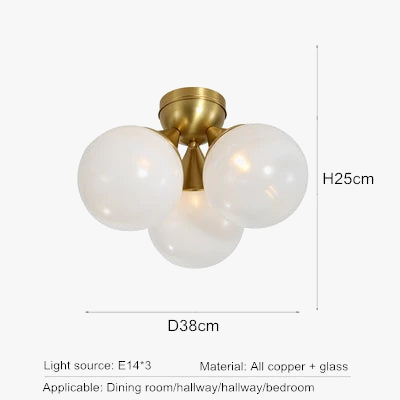 Lustre suspension nordique en cuivre et verre moderne — LZ4F7Q2