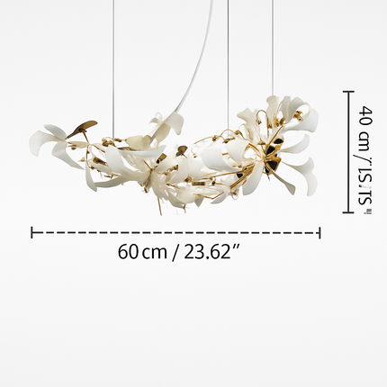 Lustre design Feuilles de céramique de luxe et Branches d'or